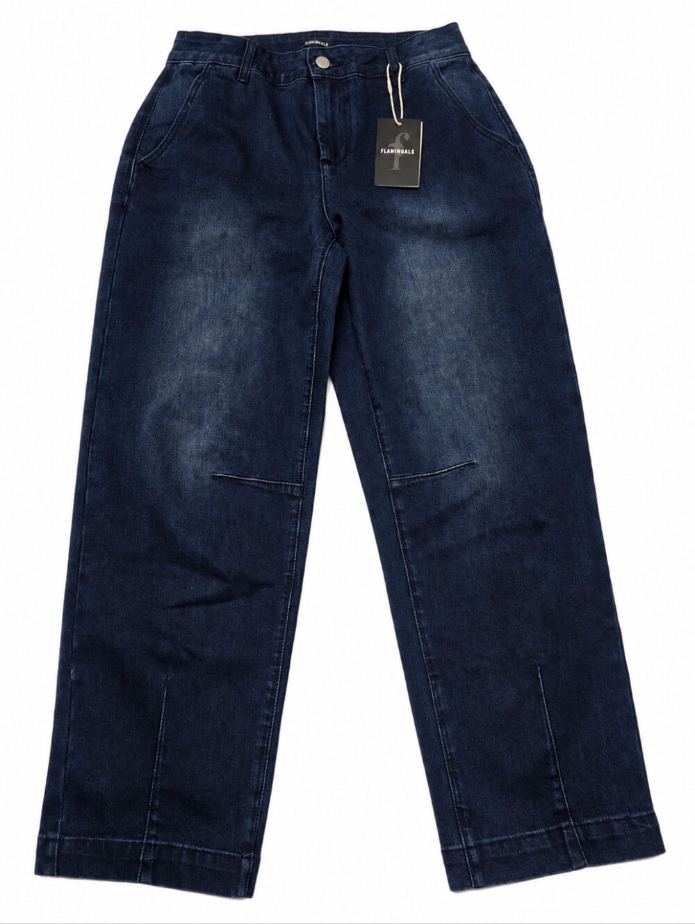 FLAMINGALS Dark Wash Barrel Leg Jeans Size Small NWT
